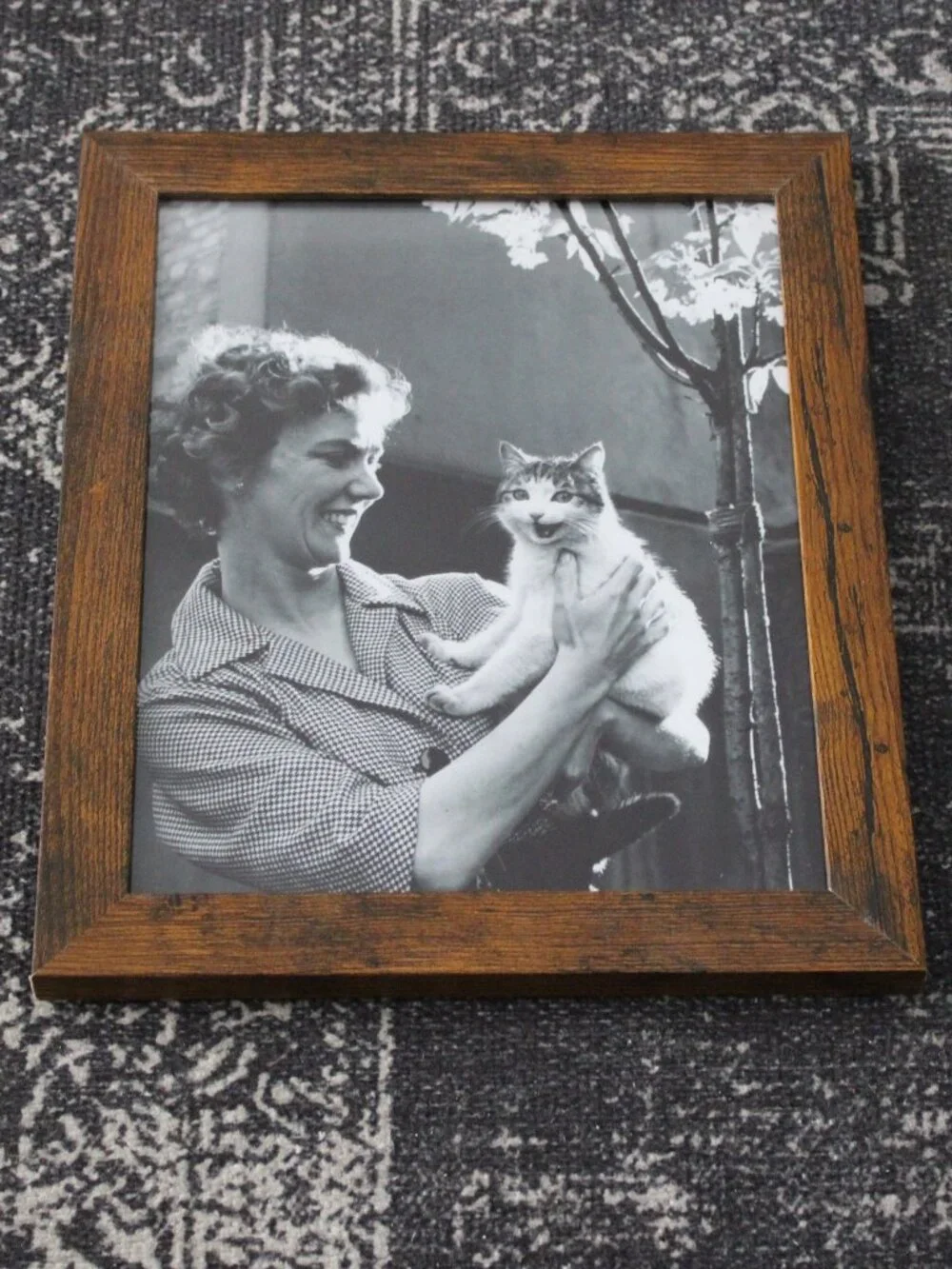Vintage Woman Holding Cat Photo Print 8x10 Retro Pet Portrait Wall Decor Art